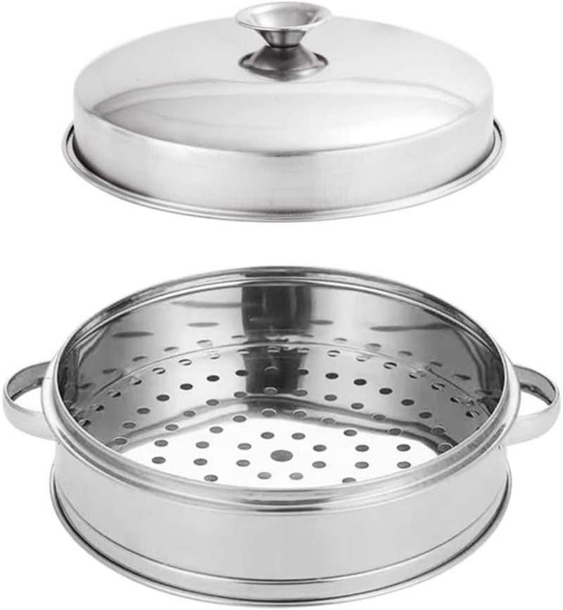 comfrt Food Steamer with Lid Stainless Steel for Cooking Vegetables and Dumplings Dim Sum Chicken Fish Veggies 18cm - Image 1