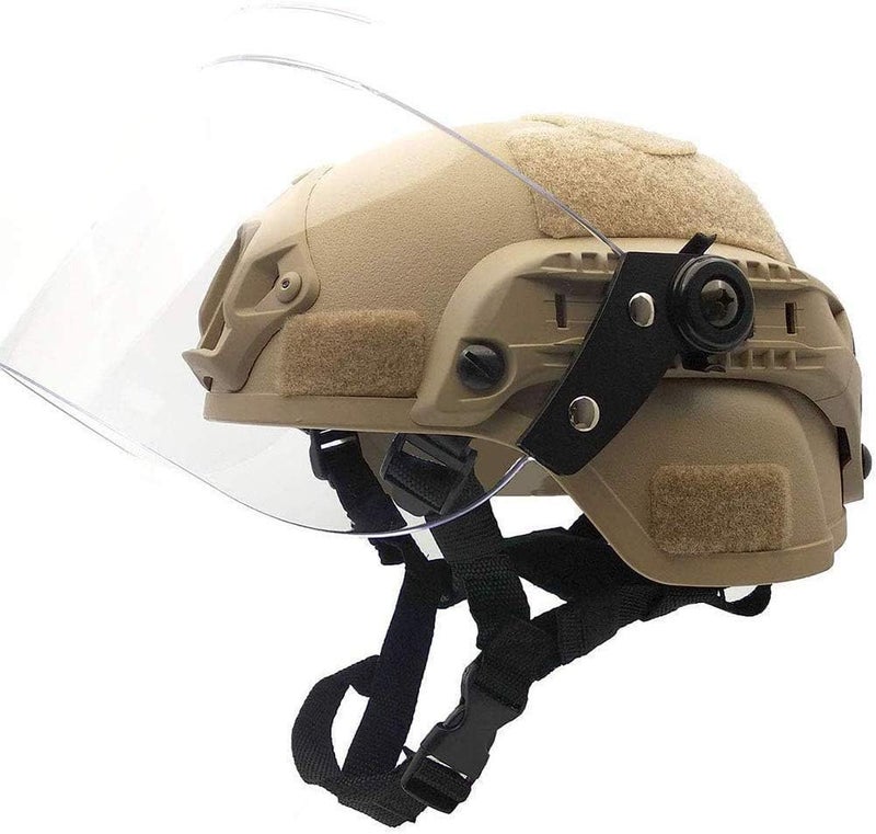 LEJUNJIE Tactical MICH 2000 Fast Helmet with Clear Riot Visor Face Shield Sliding Goggles for Airsoft Paintball CS War Games Outdoor Sports. - Image 1