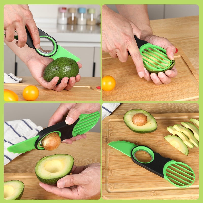 Ebecuoa Egg Slicers Avocado 3-in-1 Avocado Slicer Tool - Stainless Steel Peeler, avocados Pit Remover & Fruit Scooper - Safe Ergonomic Avocado Saver with Non-Slip Grip - Image 2