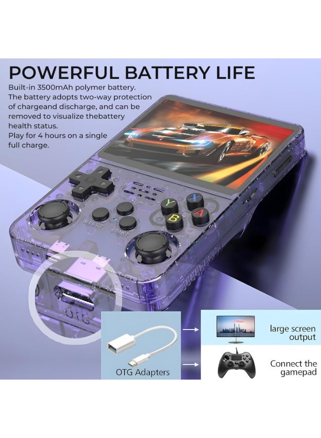 YD Retro Handheld Gaming Console R36S​​ - Portable Game Console with ​​Dual 3D Joysticks​​, ​​3.5" HD Screen​​ & ​​3500mAh Battery​​, Supports ​​Multiplatform Games​ for Adults/Travel Purple - Image 2