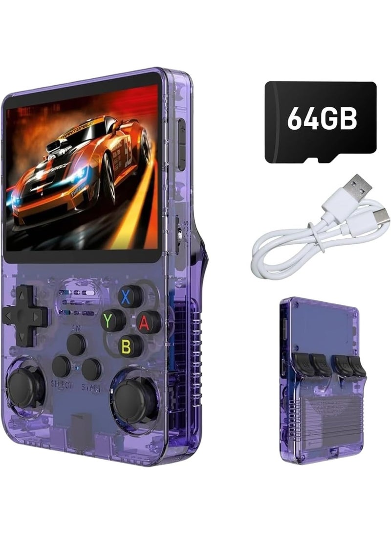 YD Retro Handheld Gaming Console R36S​​ - Portable Game Console with ​​Dual 3D Joysticks​​, ​​3.5" HD Screen​​ & ​​3500mAh Battery​​, Supports ​​Multiplatform Games​ for Adults/Travel Purple - Image 1