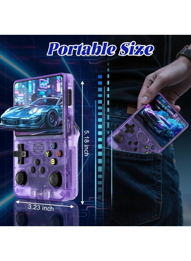 YD Retro Handheld Gaming Console R36S​​ - Portable Game Console with ​​Dual 3D Joysticks​​, ​​3.5" HD Screen​​ & ​​3500mAh Battery​​, Supports ​​Multiplatform Games​ for Adults/Travel Purple - Image 4