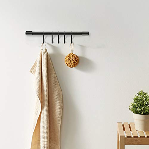 MIAOHUI Kitchen Rail with Hooks, Pan and Pot Hangers for Kitchen Wall Mount, Kitchen Utensil Rack with Removable S Hook, Aluminum (17.3inch_Black_5Hooks) - Image 3