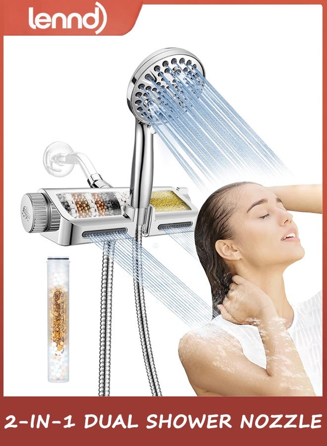 LENND Shower Filter - High Pressure Handheld Shower Head Filtered Shower Head with Handheld Combo - Dual 2-in-1 Spa System with Massage Shower and 10 Modes Hand Held Shower High Pressure with Built in Power Wash Mode - Image 1