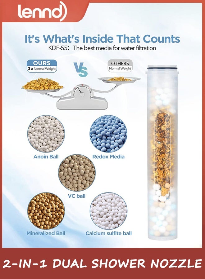 LENND Shower Filter - High Pressure Handheld Shower Head Filtered Shower Head with Handheld Combo - Dual 2-in-1 Spa System with Massage Shower and 10 Modes Hand Held Shower High Pressure with Built in Power Wash Mode - Image 5