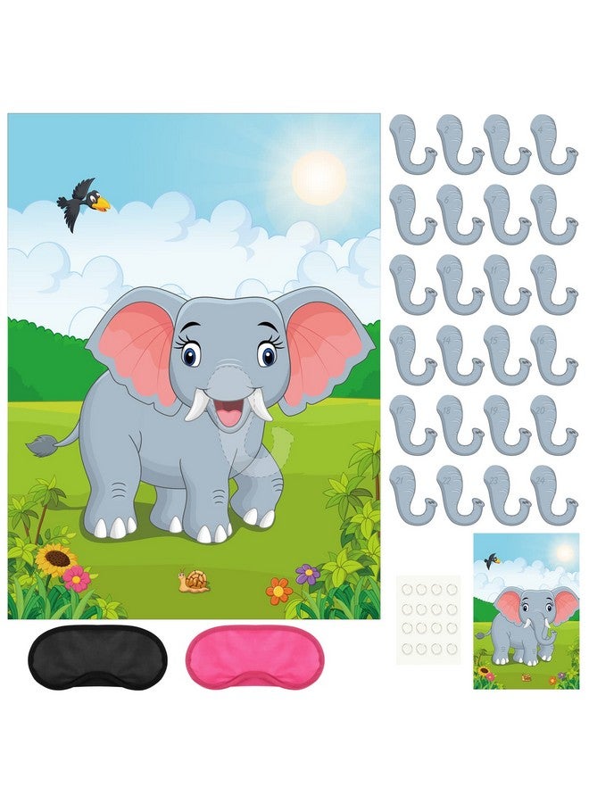 PLULON Pin The Nose On The Elephant Party Game With Elephant Nose Stickers For Kids Birthday Party Supplies, Animal Party Carnival Party Supplies - Image 1