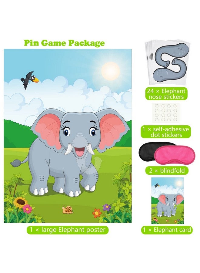 PLULON Pin The Nose On The Elephant Party Game With Elephant Nose Stickers For Kids Birthday Party Supplies, Animal Party Carnival Party Supplies - Image 3