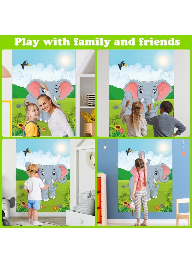 PLULON Pin The Nose On The Elephant Party Game With Elephant Nose Stickers For Kids Birthday Party Supplies, Animal Party Carnival Party Supplies - Image 5