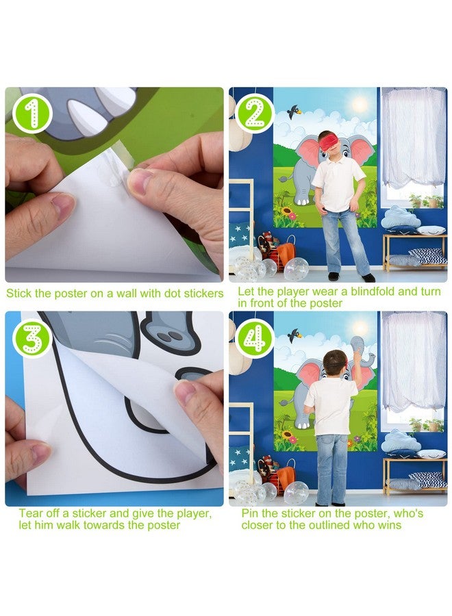 PLULON Pin The Nose On The Elephant Party Game With Elephant Nose Stickers For Kids Birthday Party Supplies, Animal Party Carnival Party Supplies - Image 4