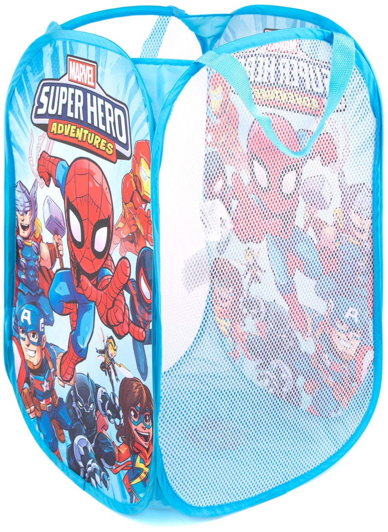 Jay Franco Marvel Super Hero Adventures Pop Up Hamper - Mesh Laundry Basket/Bag with Durable Handles - Features Spiderman, Iron Man, Captain America & Thor (Official Marvel Product) - Image 2