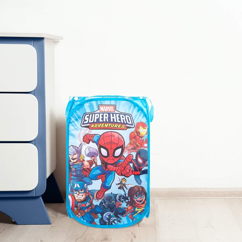 Jay Franco Marvel Super Hero Adventures Pop Up Hamper - Mesh Laundry Basket/Bag with Durable Handles - Features Spiderman, Iron Man, Captain America & Thor (Official Marvel Product) - Image 4