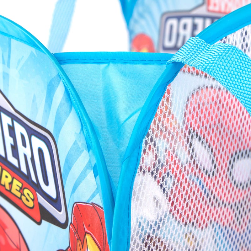 Jay Franco Marvel Super Hero Adventures Pop Up Hamper - Mesh Laundry Basket/Bag with Durable Handles - Features Spiderman, Iron Man, Captain America & Thor (Official Marvel Product) - Image 3