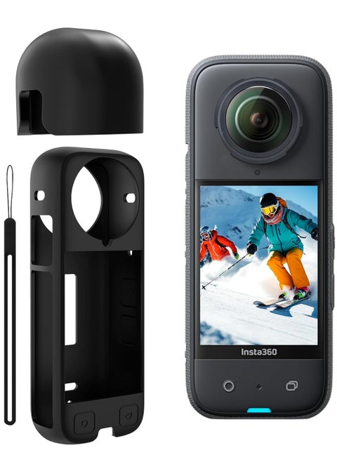 حافظة حماية لكاميرا Insta 360 X4 مع غطاء عدسة لكاميرا Insta 360 X4 لملحقات كاميرا Insta 360 X4، مجموعة ملحقات حماية الكاميرا من السيليكون لكاميرا Insta360 X4، حماية شاملة لحقيبة Insta 360 X4