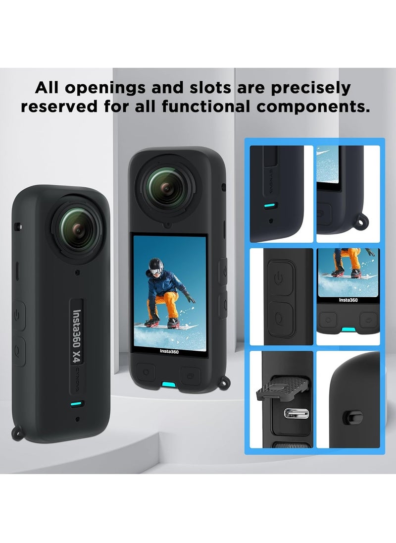 حافظة حماية لكاميرا Insta 360 X4 مع غطاء عدسة لكاميرا Insta 360 X4 لملحقات كاميرا Insta 360 X4، مجموعة ملحقات حماية الكاميرا من السيليكون لكاميرا Insta360 X4، حماية شاملة لحقيبة Insta 360 X4