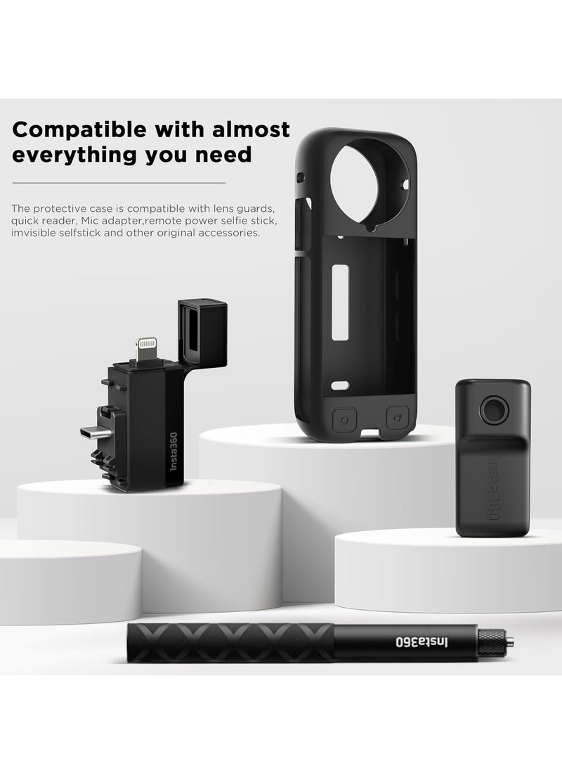 حافظة حماية لكاميرا Insta 360 X4 مع غطاء عدسة لكاميرا Insta 360 X4 لملحقات كاميرا Insta 360 X4، مجموعة ملحقات حماية الكاميرا من السيليكون لكاميرا Insta360 X4، حماية شاملة لحقيبة Insta 360 X4