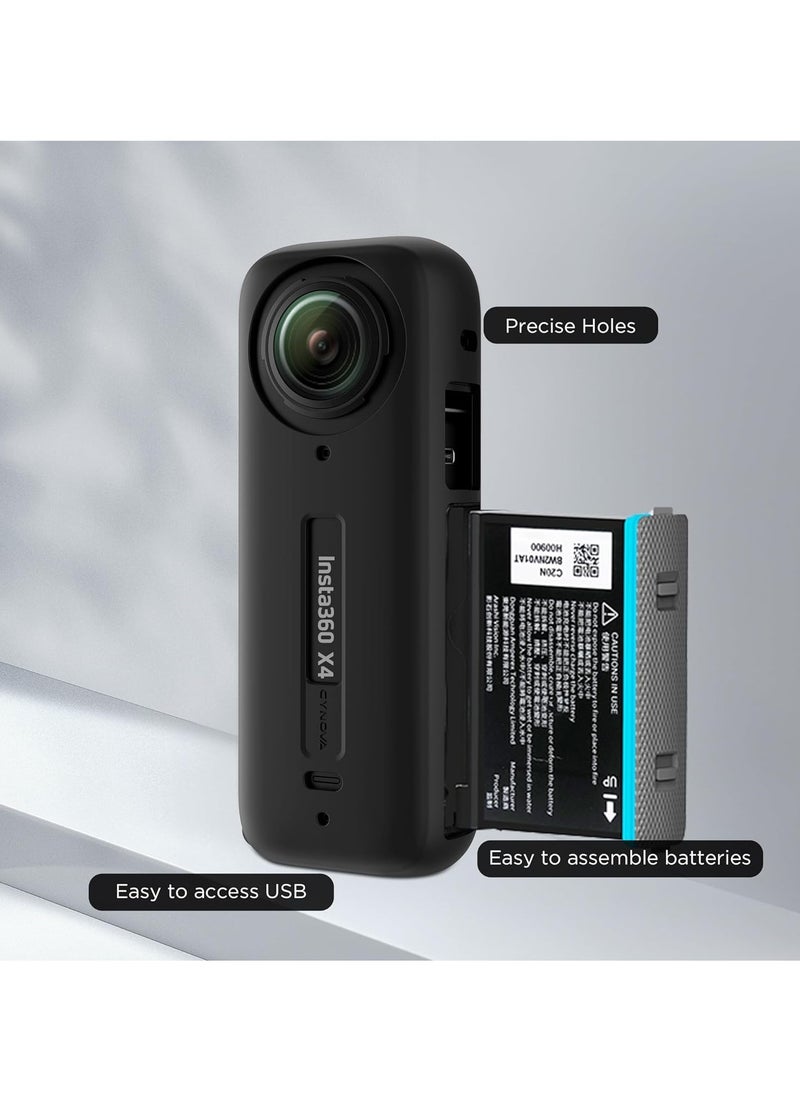 حافظة حماية لكاميرا Insta 360 X4 مع غطاء عدسة لكاميرا Insta 360 X4 لملحقات كاميرا Insta 360 X4، مجموعة ملحقات حماية الكاميرا من السيليكون لكاميرا Insta360 X4، حماية شاملة لحقيبة Insta 360 X4