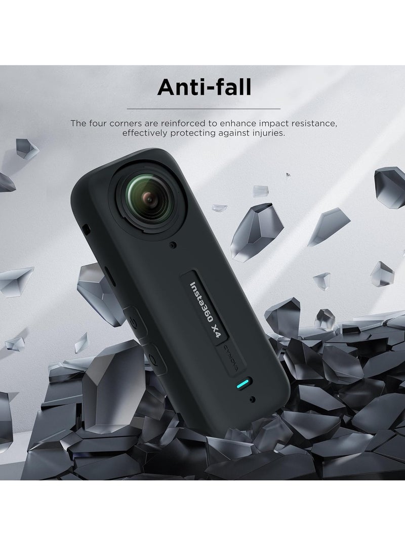 حافظة حماية لكاميرا Insta 360 X4 مع غطاء عدسة لكاميرا Insta 360 X4 لملحقات كاميرا Insta 360 X4، مجموعة ملحقات حماية الكاميرا من السيليكون لكاميرا Insta360 X4، حماية شاملة لحقيبة Insta 360 X4
