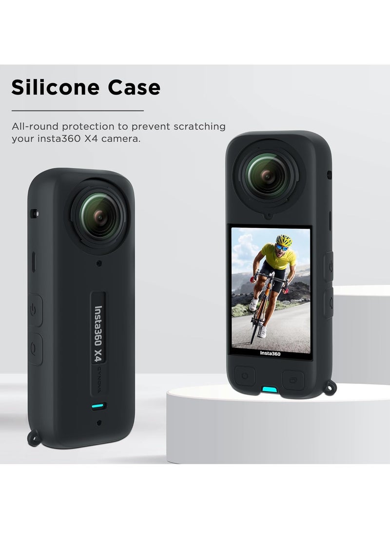 حافظة حماية لكاميرا Insta 360 X4 مع غطاء عدسة لكاميرا Insta 360 X4 لملحقات كاميرا Insta 360 X4، مجموعة ملحقات حماية الكاميرا من السيليكون لكاميرا Insta360 X4، حماية شاملة لحقيبة Insta 360 X4