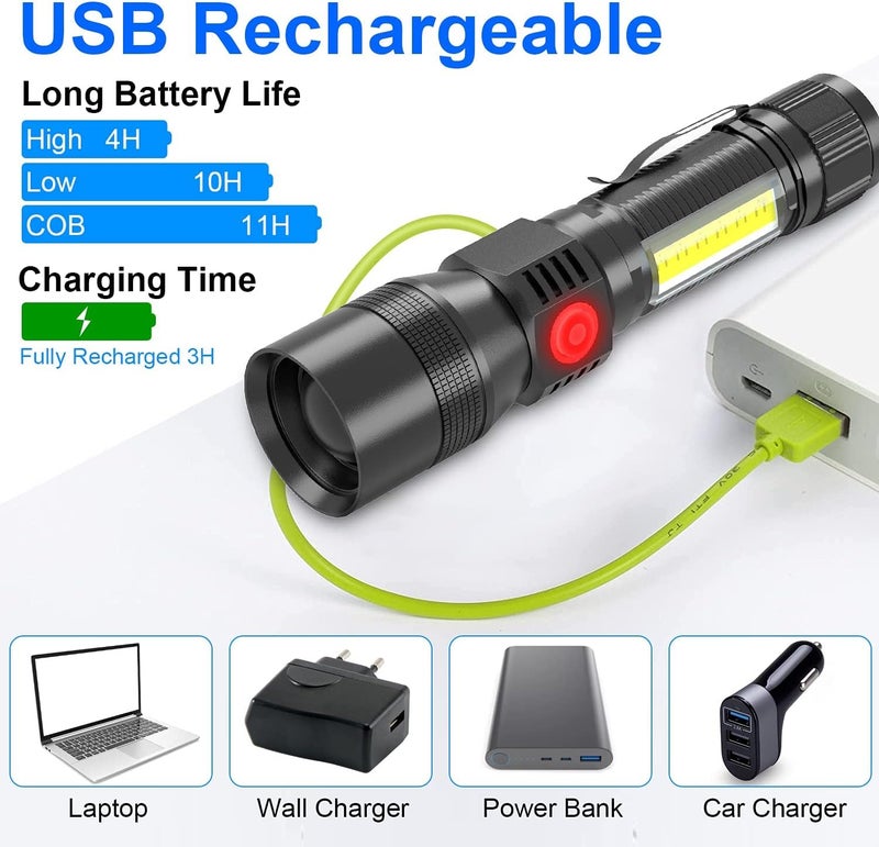 PROTON UV Flashlight Black Light, 3 in 1 Super Bright Small Rechargeable Flashlights 3000 High Lumens, Waterproof Magnetic LED Flashlight, 7 Modes Pocket Flash Light (2 Pack Uv Flashlight) - Image 5