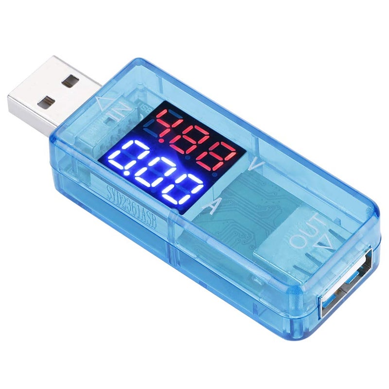 جهاز FTVOGUE لقياس الجهد الكهربائي عبر منفذ USB، هيكل من مادة ABS، يقوم بالكشف الفوري عن الجهد والتيار والطاقة، مصمم بحجم صغير للاستخدام مع بطاريات الهواتف المحمولة وأجهزة الشحن (اللون الأزرق) - Image 1