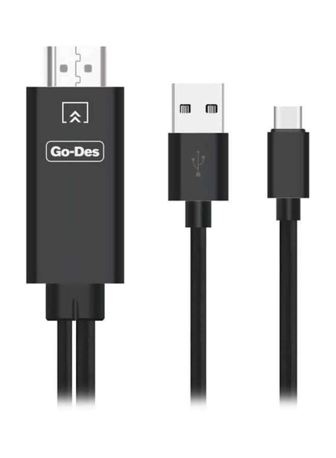 GO-DES 2-In-1 Type-C Cable Black - Image 1