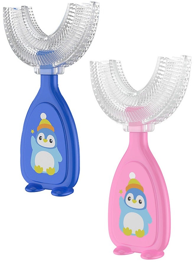 Umiwin فرشاة أسنان للأطفال على شكل حرف U 360 درجة فرشاة أسنان ناعمة من السيليكون للأطفال أداة تنظيف العناية بالفم والأسنان للأطفال - Image 1