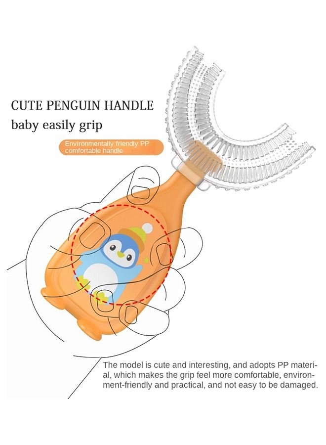 Umiwin فرشاة أسنان للأطفال على شكل حرف U 360 درجة فرشاة أسنان ناعمة من السيليكون للأطفال أداة تنظيف العناية بالفم والأسنان للأطفال - Image 3