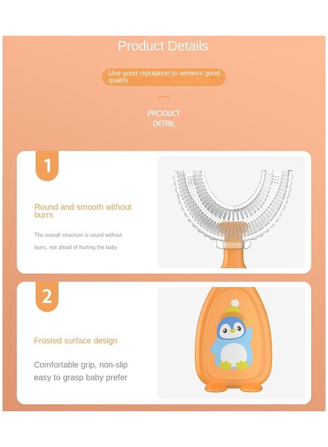 Umiwin فرشاة أسنان للأطفال على شكل حرف U 360 درجة فرشاة أسنان ناعمة من السيليكون للأطفال أداة تنظيف العناية بالفم والأسنان للأطفال - Image 4