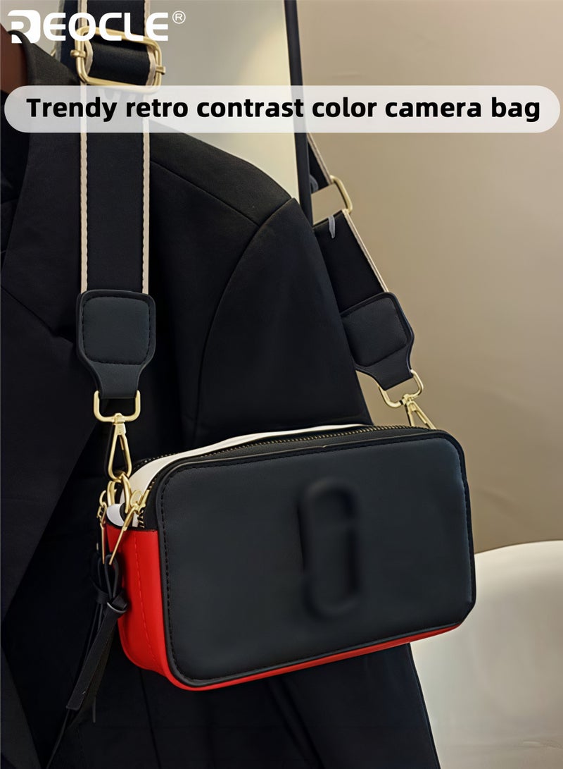 REOCLE Women's Crossbody Bag  Shoulder Bag with Adjustable Wide Strap Square Camera Crossbody Purse HandBag Simple Trendy Small Shoulder Bag - Image 3