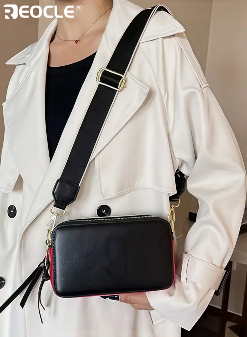 REOCLE Women's Crossbody Bag  Shoulder Bag with Adjustable Wide Strap Square Camera Crossbody Purse HandBag Simple Trendy Small Shoulder Bag - Image 2
