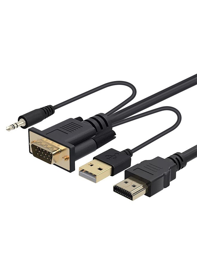 Tersely HDMI to VGA Cable,1.8m 1080P HDMI Male to VGA Male Converter with 3.5mm Audio Jack for TV Stick, Raspberry Pi, Laptop, Monitor, PC, Tablet, Digital Camera, Etc - Image 1