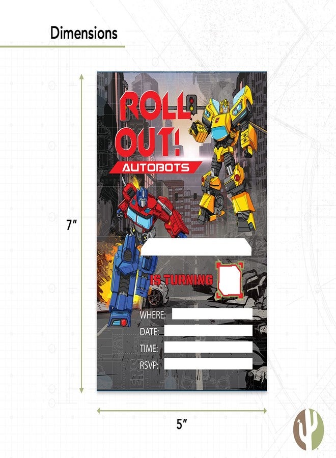 ديزرت كاكتوس بطاقات دعوة عيد ميلاد سعيد بتصميم صبار الصحراء من ترانسفورمرز، ١٠ بطاقات مع أظرف، مناسبة لحفلات الأولاد والبنات والأطفال (النمط ج) - Image 3