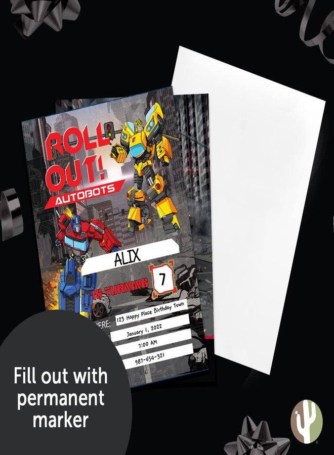 ديزرت كاكتوس بطاقات دعوة عيد ميلاد سعيد بتصميم صبار الصحراء من ترانسفورمرز، ١٠ بطاقات مع أظرف، مناسبة لحفلات الأولاد والبنات والأطفال (النمط ج) - Image 5