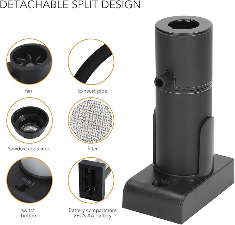 Pilipane Cocktail Smoker Kit Handheld Adjustable Whiskey Smoker Premium Aluminum Zinc Alloy Black - Image 3