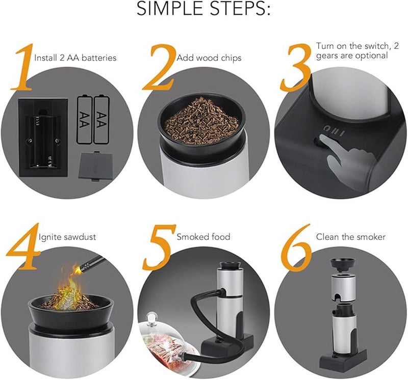 Pilipane Cocktail Smoker Kit Handheld Adjustable Whiskey Smoker Premium Aluminum Zinc Alloy Black - Image 5