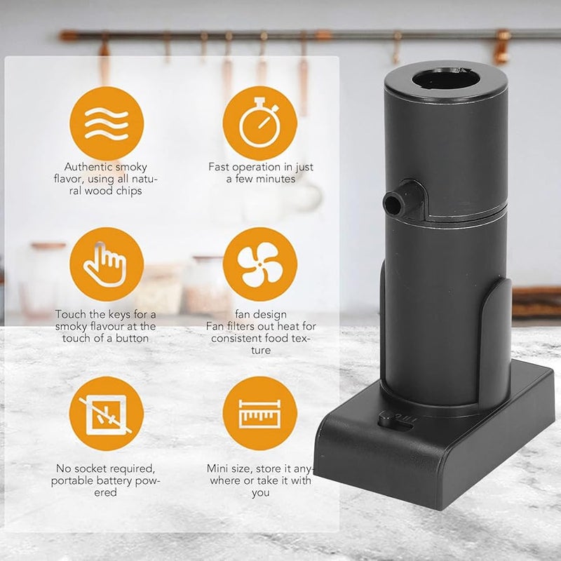 Pilipane Cocktail Smoker Kit Handheld Adjustable Whiskey Smoker Premium Aluminum Zinc Alloy Black - Image 4