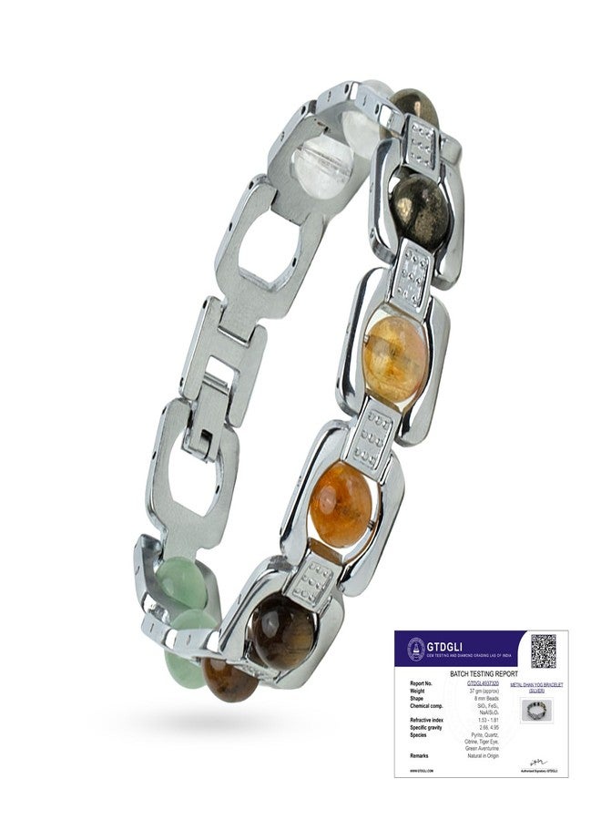 Astrotalk Metal Dhan Yog Bracelet (Silver) | Attracts Wealth & Financial Prosperity | Pyrite, Citrine, Tiger Eye, Quartz,Hematite & Aventurine Astrology Bracelet for Man & Woman | Gift for Man & Woman - Image 1