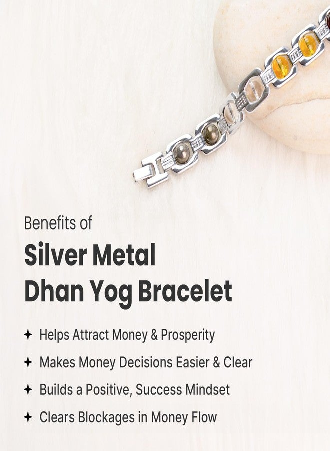 Astrotalk Metal Dhan Yog Bracelet (Silver) | Attracts Wealth & Financial Prosperity | Pyrite, Citrine, Tiger Eye, Quartz,Hematite & Aventurine Astrology Bracelet for Man & Woman | Gift for Man & Woman - Image 3