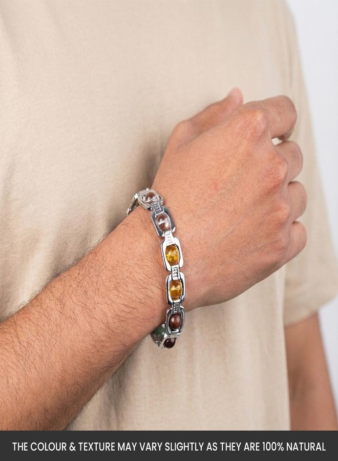 Astrotalk Metal Dhan Yog Bracelet (Silver) | Attracts Wealth & Financial Prosperity | Pyrite, Citrine, Tiger Eye, Quartz,Hematite & Aventurine Astrology Bracelet for Man & Woman | Gift for Man & Woman - Image 4