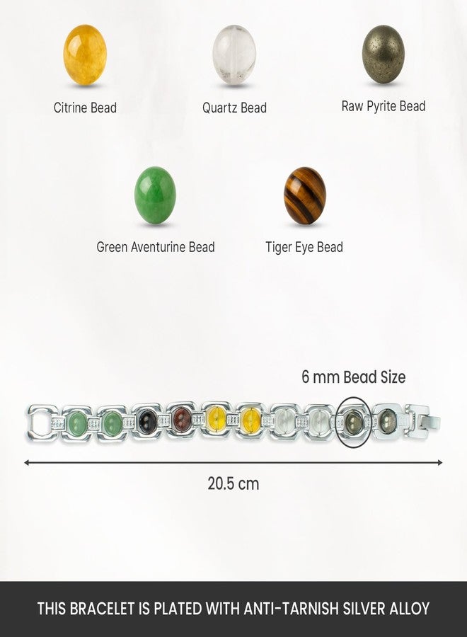 Astrotalk Metal Dhan Yog Bracelet (Silver) | Attracts Wealth & Financial Prosperity | Pyrite, Citrine, Tiger Eye, Quartz,Hematite & Aventurine Astrology Bracelet for Man & Woman | Gift for Man & Woman - Image 5