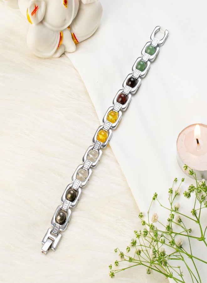 Astrotalk Metal Dhan Yog Bracelet (Silver) | Attracts Wealth & Financial Prosperity | Pyrite, Citrine, Tiger Eye, Quartz,Hematite & Aventurine Astrology Bracelet for Man & Woman | Gift for Man & Woman - Image 2