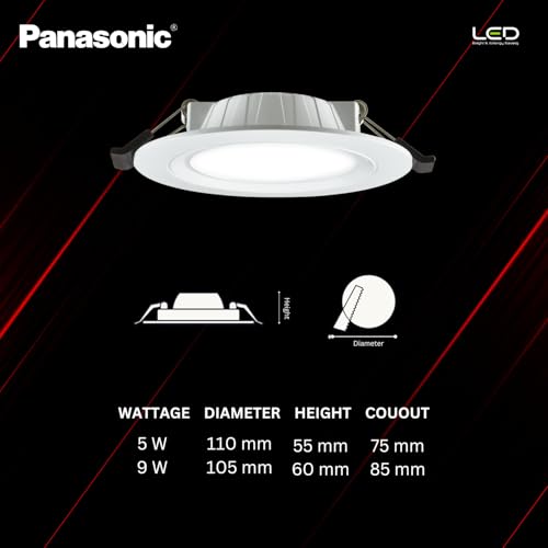 Panasonic 9 Watt LED Concealed Downlighter, LED Recessed Downlight, 85mm Cut Out, BIS & ROHS Certified, 4KV Surge Protection, Warm White Light (PDLM34093) - Image 2