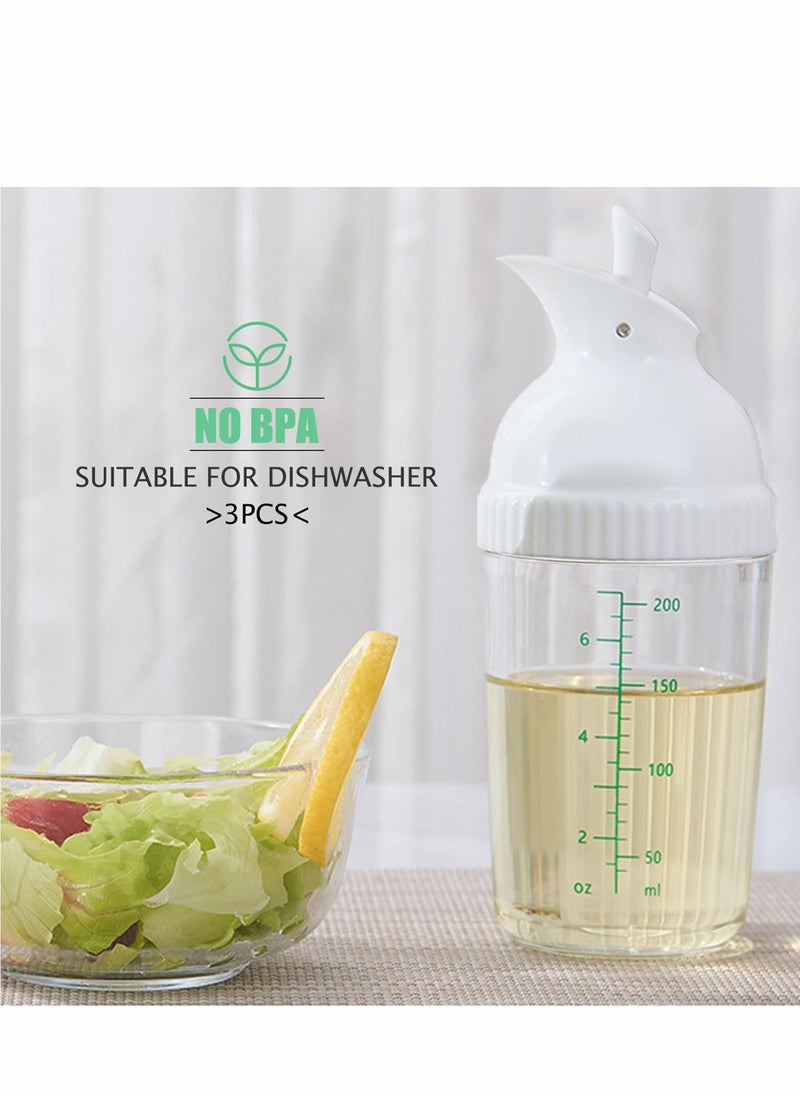 KASTWAVE 200ml Salad Dressing Container, Shakers, Large Opening and Scale Design,Good Grip Sauce Bottles,Salad Dressing Bottles for Kitchen, Seasonings Mixing/Storing Oil,Vinegar,Lemon Juice  3 Pcs (White) - Image 5