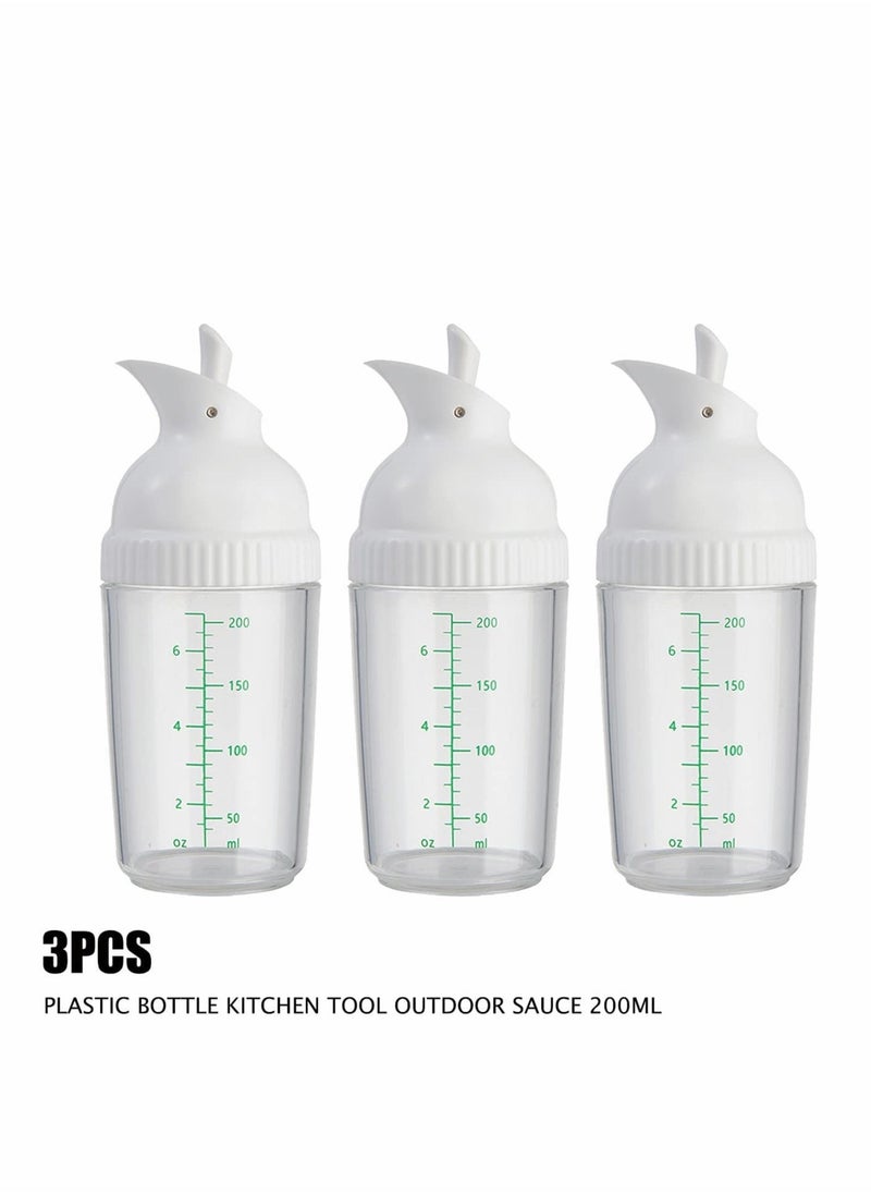 KASTWAVE 200ml Salad Dressing Container, Shakers, Large Opening and Scale Design,Good Grip Sauce Bottles,Salad Dressing Bottles for Kitchen, Seasonings Mixing/Storing Oil,Vinegar,Lemon Juice  3 Pcs (White) - Image 2