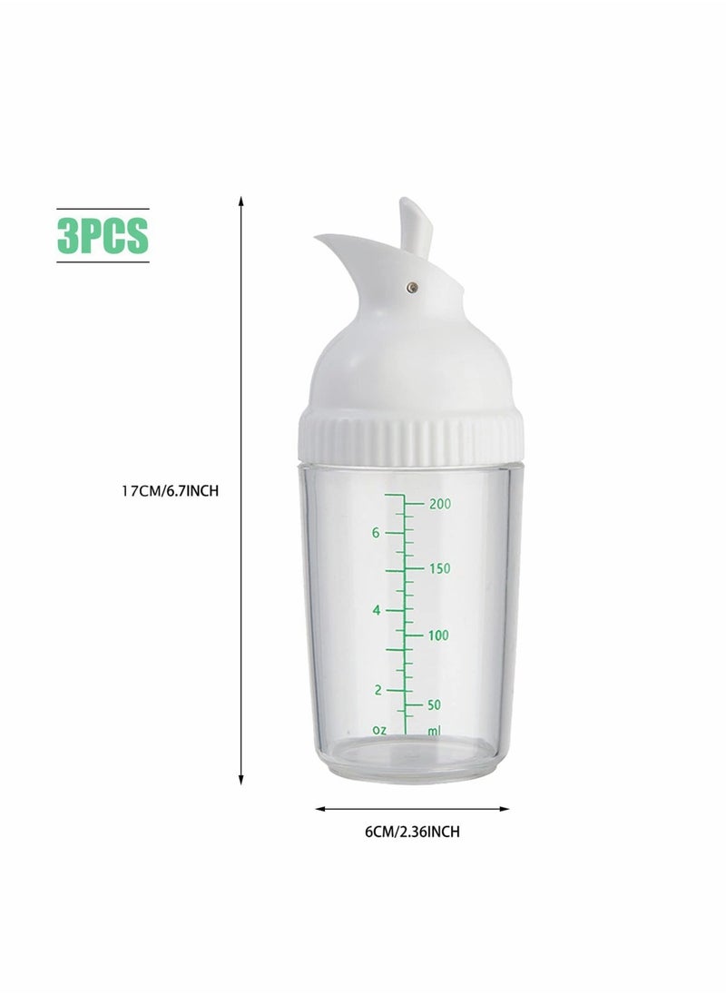 KASTWAVE 200ml Salad Dressing Container, Shakers, Large Opening and Scale Design,Good Grip Sauce Bottles,Salad Dressing Bottles for Kitchen, Seasonings Mixing/Storing Oil,Vinegar,Lemon Juice  3 Pcs (White) - Image 4