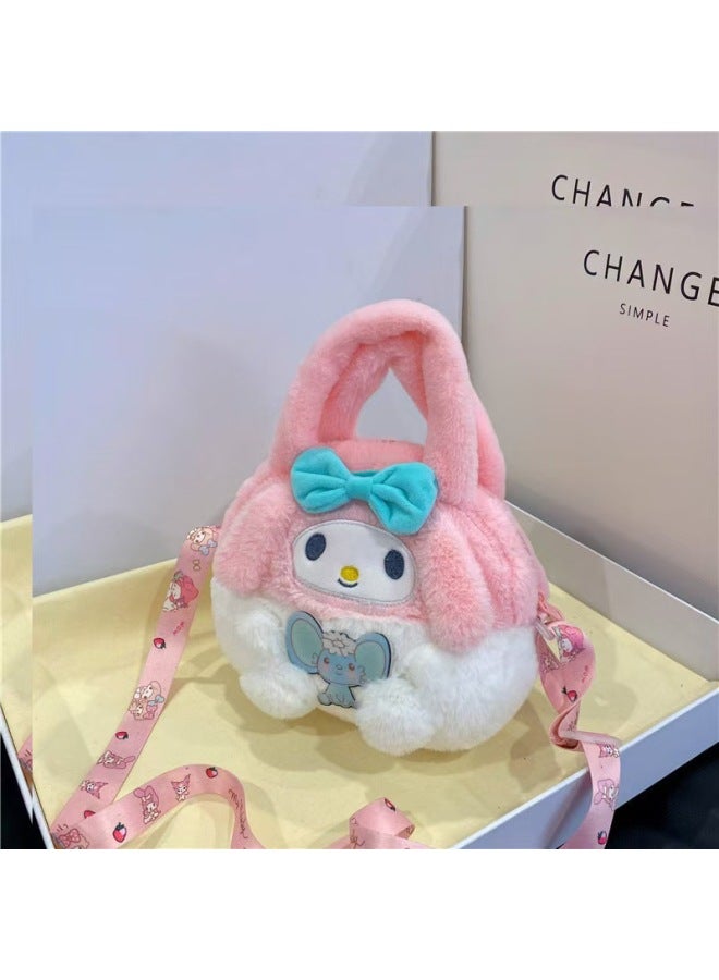 Sanrio Handbag Cartoon Kulomi Plush Toy Girl Handbag Doll Machine Doll Change Crossbody Bag-Specifications:Melody Shoulder Bag  - Image 1