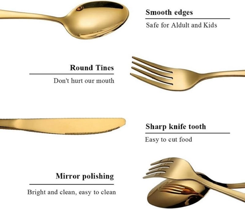 MOBDESK 20 Set of Golden Flatware Set Modern Tableware Cutlery for Home Restaurant Wedding Christmas Party Mirror Polished Dishwasher Safe BPA and Toxic Free Rust Resistant No deformations - Image 3