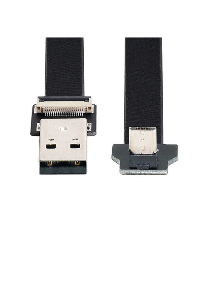 xiwai 0.2M Up Angled USB 2.0 Type-A Male to Micro USB 5Pin Male Data Flat Slim FPC Cable for FPV & Disk & Phone - Image 2
