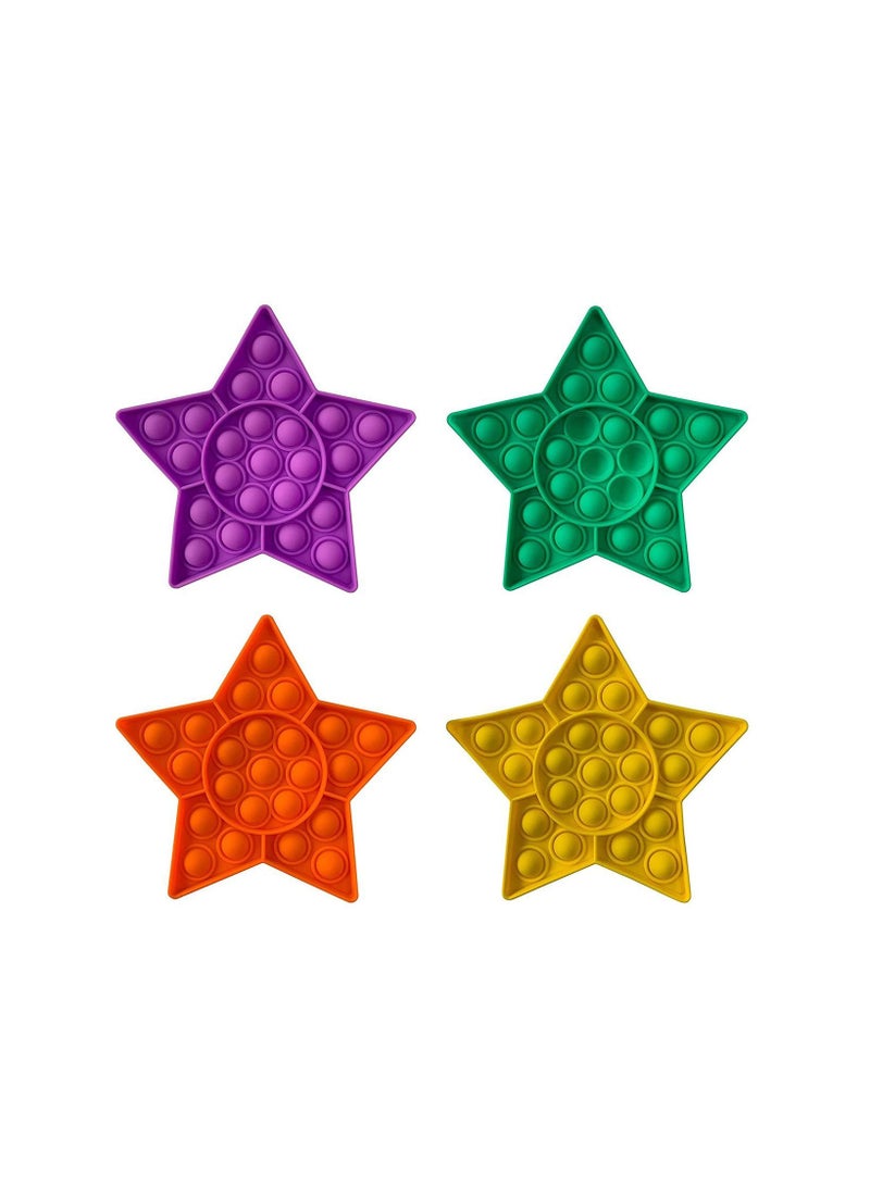 Y&D Push Pop Bubble Sensory Fidget Toy, 4 Pack Autism Special Needs Stress Reliever Silicone Squeeze Toy for Kid and Adult (Pentagram) - Image 1