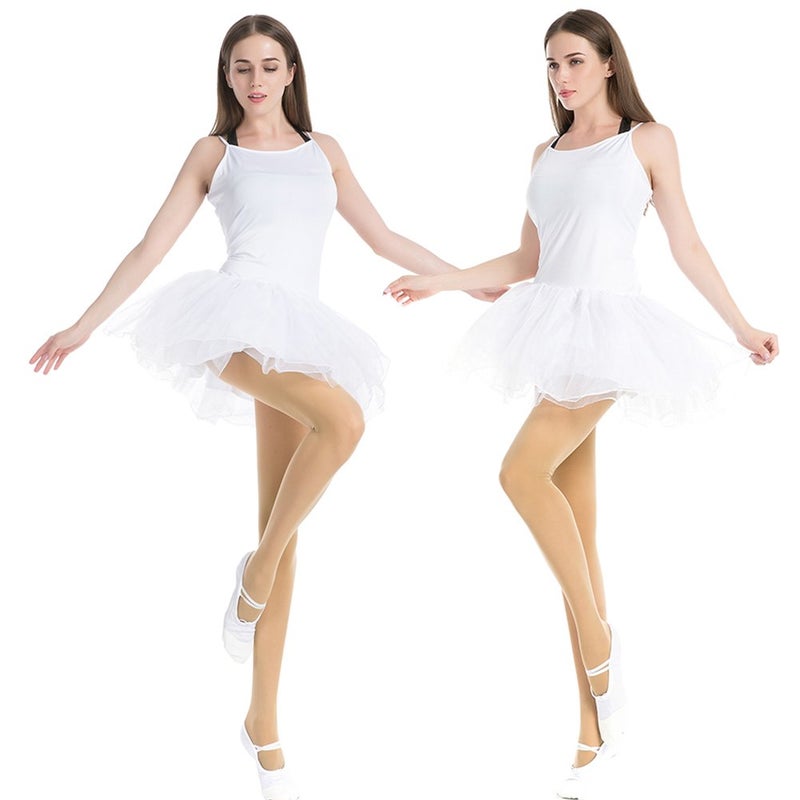 MANZI 3 Pairs Women's Girl's Dance Tights Convertible Transition Ballet Tights 40D Nude M(7-10y) - Image 5